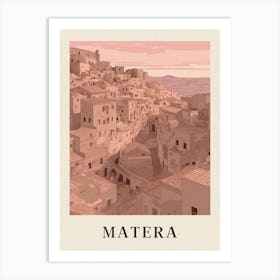 Matera Vintage Pink Italy Poster Art Print