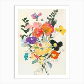 Portulaca 3 Collage Flower Bouquet Art Print