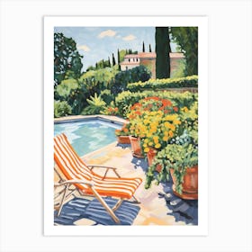 Sun Lounger By The Pool In Sardinia Italy 3 Art Print