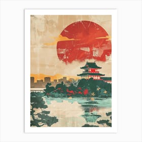 Odaiba Tokyo Japan Mid Century Modern 1 Art Print