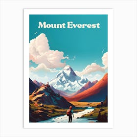 Mount Everest Climbing Modern Travel Illustration Art Print