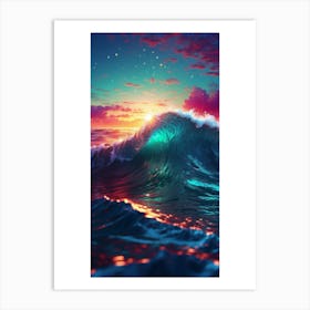 Ocean Wave At Sunset Art Print