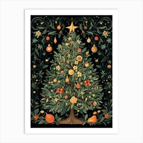 William Morris Style Christmas Tree 2 Art Print