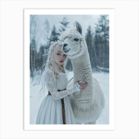 Girl With A Llama Art Print