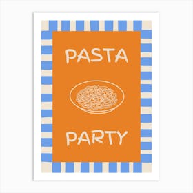 Pasta Party Orange & Blue Poster Art Print