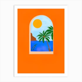 Palm Tree In The Window Art Print