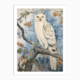 Storybook Animal Watercolour Snowy Owl 2 Art Print