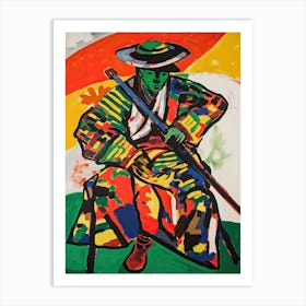 Samurai In Fauvist Matisse Japanese Style  10 Art Print