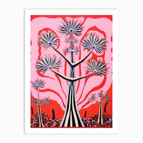 Pink And Red Plant Illustration Madagascar Dragon Tree 1 Art Print