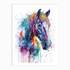 Horse Colourful Watercolour 4 Art Print