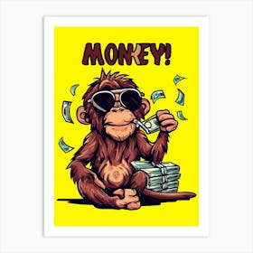 Money For Monkey Animal Lovers Art Print
