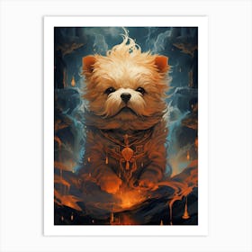 Dog In Flames Art Print