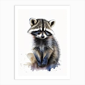 Baby Raccoon Watercolour 3 Art Print
