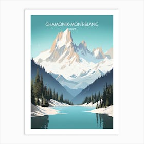 Poster Of Chamonix Mont Blanc   France, Ski Resort Illustration 0 Art Print