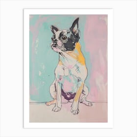 Pastel Boston Terrier Dog Illustration Art Print