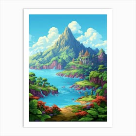 Island Landscape Pixel Art 4 Art Print