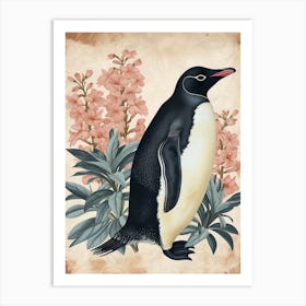 Adlie Penguin Petermann Island Vintage Botanical Painting 1 Art Print