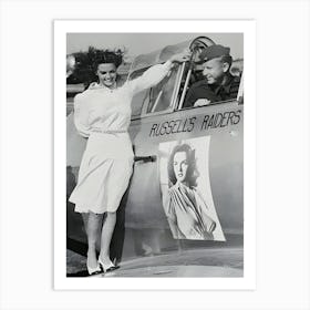 Jane Russell Standing On Airplane With Her Insignia Art Print