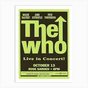 The Who Rose Garden Portland Oregon October 13 1996 Usa Posters Art Print