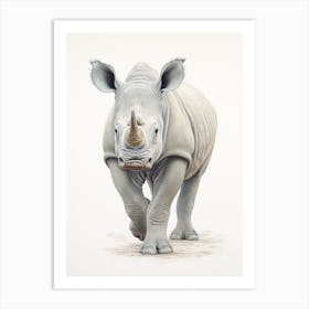 Simple Illustration Of A Rhino 4 Art Print