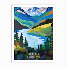 Glacier National Park Travel Poster Matisse Style 1 Art Print