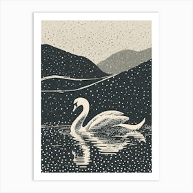 A Serene Swan Floating On A Misty Lake Art Print