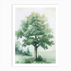 Alder Tree Atmospheric Watercolour Painting 4 Art Print