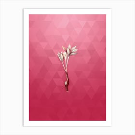 Vintage Autumn Crocus Botanical in Gold on Viva Magenta n.0085 Art Print