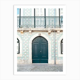 The green door nr. 27 in Alfama, Lisbon, Portugal - vintage travel and street photography by Christa Stroo Photography Art Print