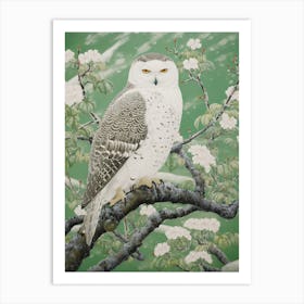 Ohara Koson Inspired Bird Painting Snowy Owl 4 Art Print