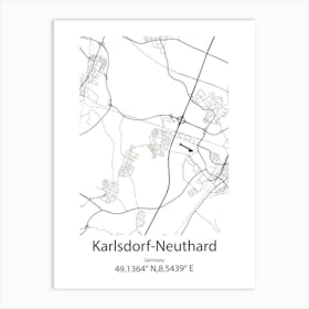 Karlsdorf Neuthard,Germany Minimalist Map Art Print