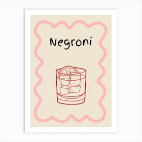 Negroni Doodle Poster Pink & Red Art Print