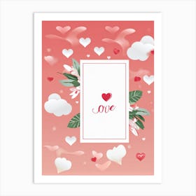 Valentines Day Card Featuring Elegant Modern Typography Showcasing The Word Love Centered Within Art Print