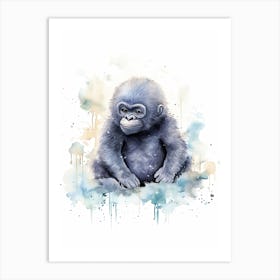 Baby Gorilla Art Watercolour Nursery 6 Art Print