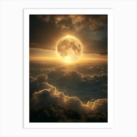 Full Moon Over Clouds Art Print