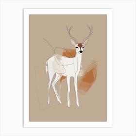 Antelope - Boho, Line Art Art Print