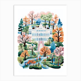 Mirabell Palace Gardens Austria Modern Illustration  Art Print