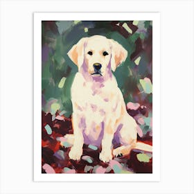 A Golden Retriever Dog Painting, Impressionist 1 Art Print