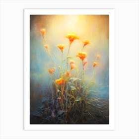 Dendrite Flowers - Diffused Flowers At Sunrise Art Print