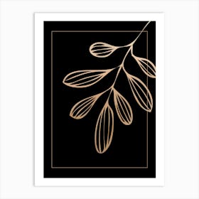 Gold Leaf on Black 11 Art Print