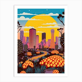 Los Angeles, Illustration In The Style Of Pop Art 1 Art Print