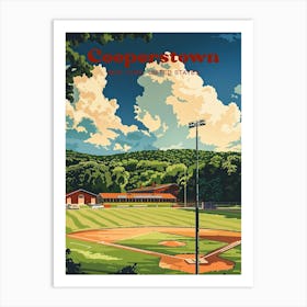 Cooperstown New York Baseball Digital Travel Illustration Art Print