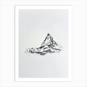 Matterhorn Switzerland Italy Line Drawing 7 Art Print