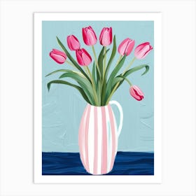 Pink Tulips In A Vase 2 Art Print