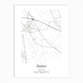 Asten,Netherlands Minimalist Map Art Print