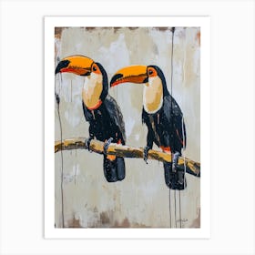 Toucans Kitsch Brushstrokes 2 Art Print