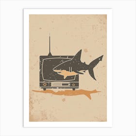 Shark & A Tv Muted Pastels 3 Art Print
