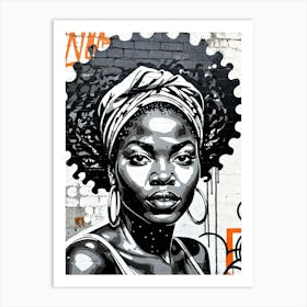 Vintage Graffiti Mural Of Beautiful Black Woman 105 Art Print