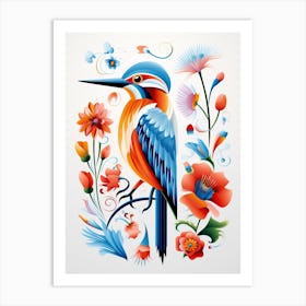 Scandinavian Bird Illustration Kingfisher 2 Art Print