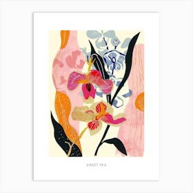 Colourful Flower Illustration Poster Sweet Pea 3 Art Print